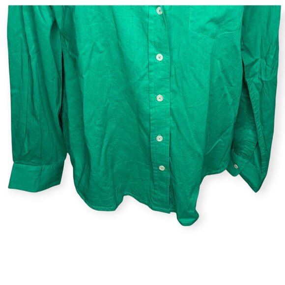 Sigrid Olsen Chic Green Collared Button Front Long Sleeve Shirt Size Medium - Picture 4 of 14